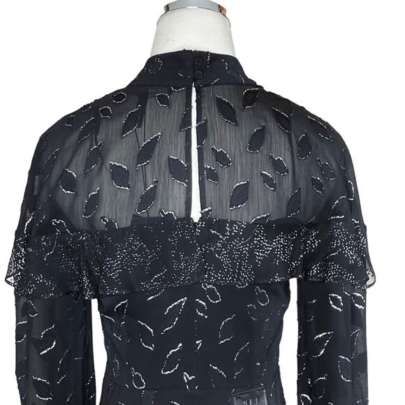 BCBG MAXAZRIA Size 4 Black Chiffon Ruffled Cocktail Mini Dress NEW WITH TAGS - Picture 9 of 16